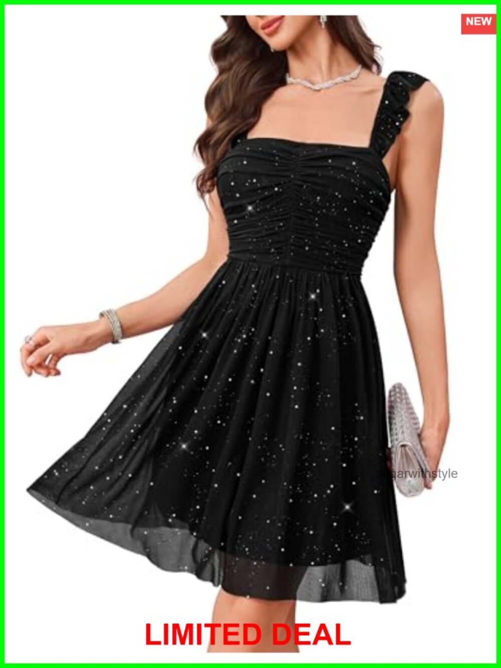 Sparkly Sequin Ruffle Strap Cocktail Party Prom Homecoming Short Formal Dress